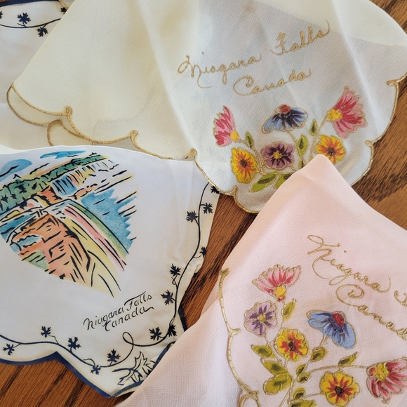 Vintage Hankie Trio ~ Niagara Falls, Canada ~ Flowers & Falls! Pretty Images! - Picture 15 of 16